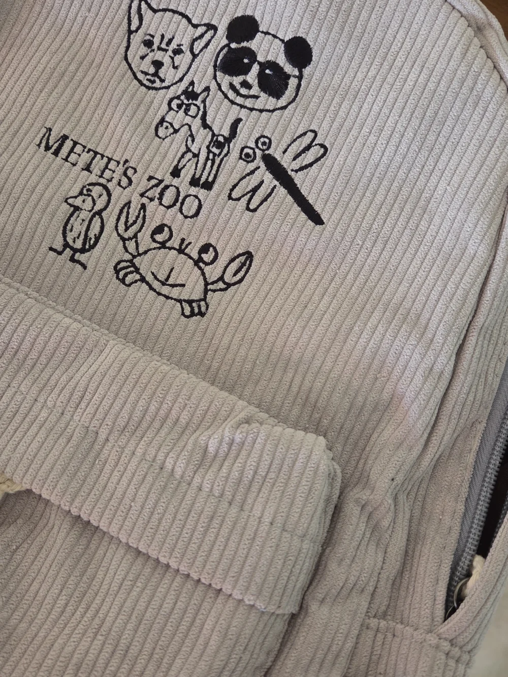 Light Gray Corduroy Backpack for Toddlers And Youth Custom Back To School Gift